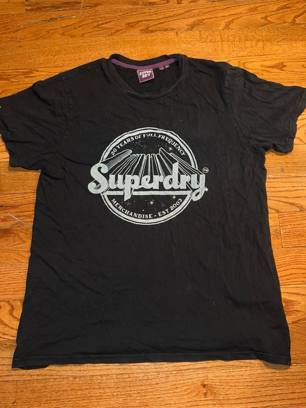 Superdry Black Tee with Purple Logo Trim